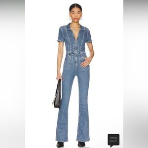 Free People Jayde Flare Jumpsuit in Sunburst Blue